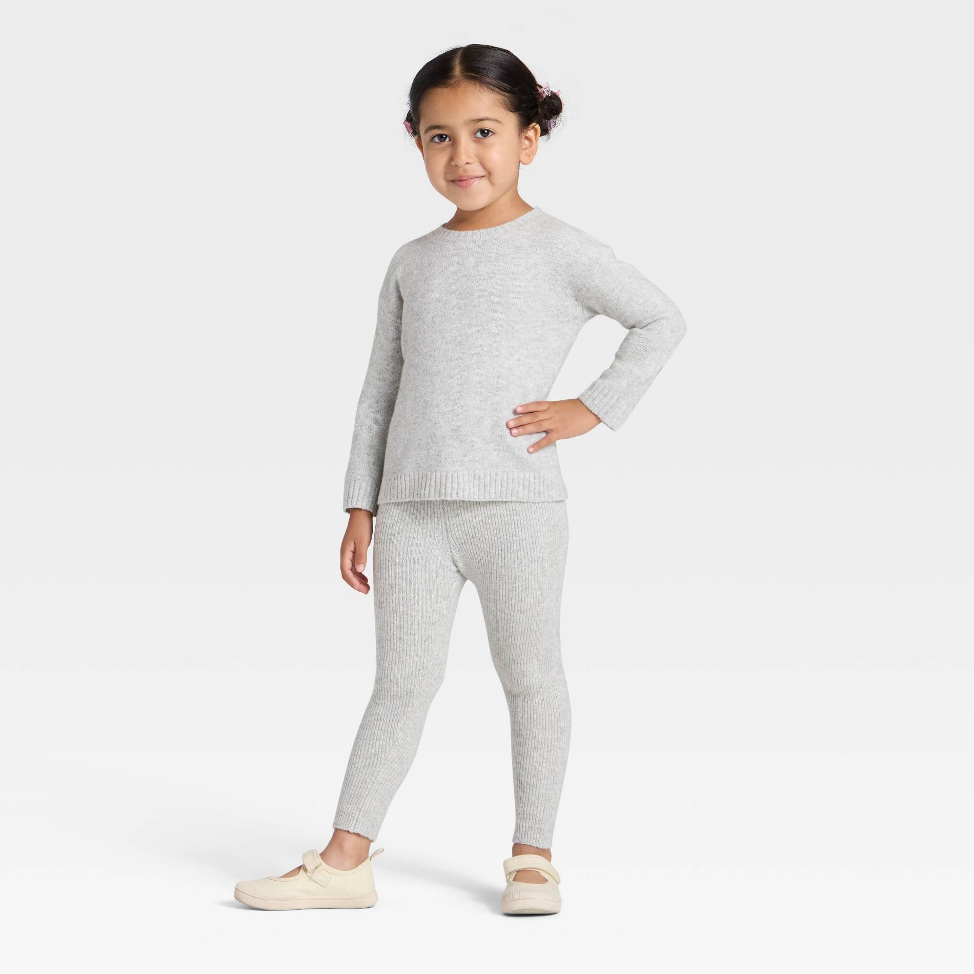 Toddler Girls' Sweater Top and Bottom Set - Cat & Jack™ Light Heather Gray 4T