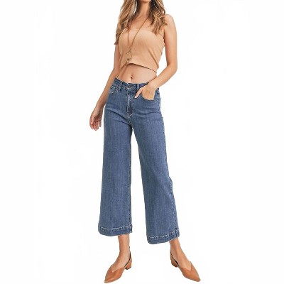 Women's High Rise Ankle Wide Leg Jeans - RISEN