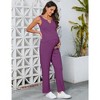 lxt- Women's Maternity 2 Piece Outfits Tank Top and Wide Leg Pants Lounge Set - 4 of 4