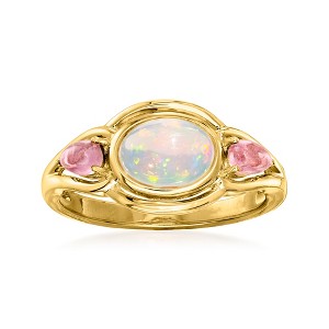 Ross-Simons Ethiopian Opal and 0.40 ct. t.w. Pink Tourmaline Ring in 18kt Gold Over Sterling - 1 of 4