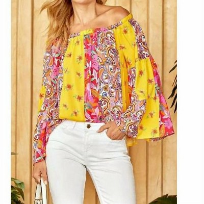 Women's COLORFUL FLORAL PAISLEY PRINT PLUS TOP - Emily Wonder