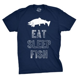 Mens Eat Sleep Fish T Shirt Funny Sarcastic Novelty Fishing Lover Gift for Dad - Crazy Dog Men's T Shirt - 1 of 4