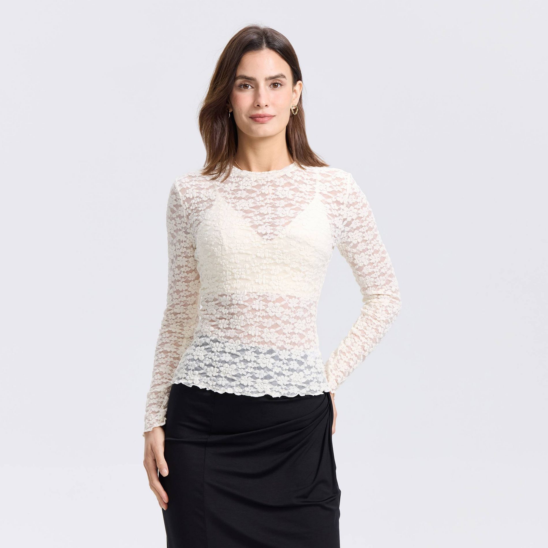 Women's Long Sleeve Lace Top - A New Day™