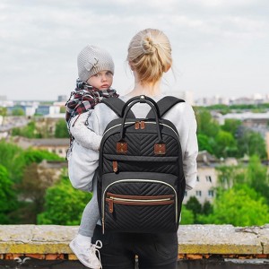 Itopfox Large Capacity Waterproof Diaper Backpack with Insulated Pockets for Baby Essentials, Maternity Travel Bag in Black - 1 of 4