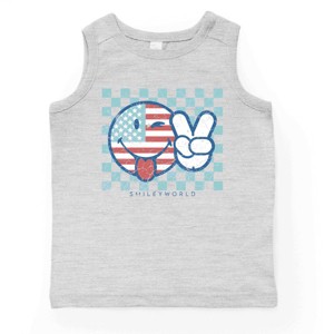 The Juniper Shop SmileyWorld Patriotic Checkered Peace Youth Tank Top - 1 of 4
