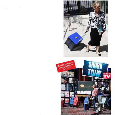 Blue Aluminum and Plastic Collapsible Rolling Cart with Lid