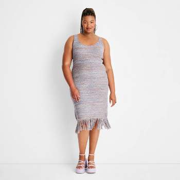 Women's Crochet Fringe Dress - Future Collective™ with Alani Noelle Blue 2X