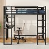 Twin Size Metal Loft Bed with Desk and Storage Shelves, Space-Saving Loft Bed Frame with Guardrails and Ladder for Boys, Girls, and Teens-- Frevyn - 2 of 4