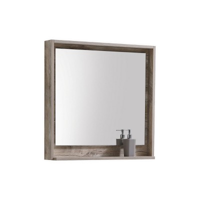 Kube Bath Bosco 36Inch Framed Mirror With Shelve - Nature Wood Finish