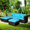 Tangkula 5PCS Cushioned Rattan Patio Conversation Set Outdoor Furniture Set w/ Ottoman - 2 of 4