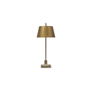 Signature Design by Ashley Fritzburn 32" Metal Table Lamp with Metal Shade, Gold with White Marble Accent - 1 of 4
