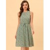 Allegra K Women's Floral Split Neck Drawstring Waist Sleeveless A-Line Summer Midi Dress - 3 of 4