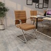 LeisureMod Benmar Guest Office Chair, Ribbed Leather Upholstery with Chrome Arms and Sled Base, Modern Desk Seating for Home or Conference Room - 3 of 4
