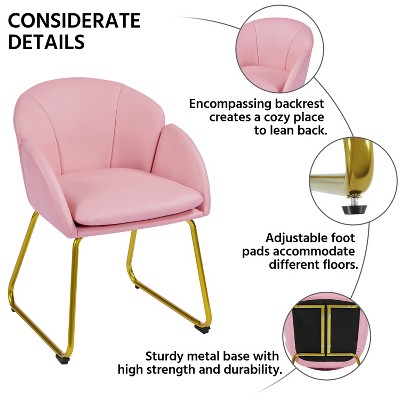 Simple Pink Velvet Accent Chair with Gold Metal Legs