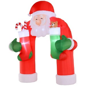 NAYSAYE Inflatable Holiday Decoration Giant Santa Claus Arch for Christmas Yard Display, Red and Green, 86.5"*35.5"*130" - 1 of 4