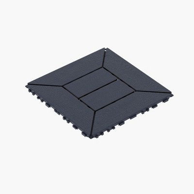 Chic Crate 44pcs 12'' DIY Interlocking Balcony Deck Tiles – Indoor/Outdoor | Easy Install | Dark Gray