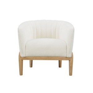 Lifestyle Solutions Fenton Accent Chair Ivory Boucle: Elegant Tufted Design, Rubberwood Legs, Polyester Upholstery - 1 of 4