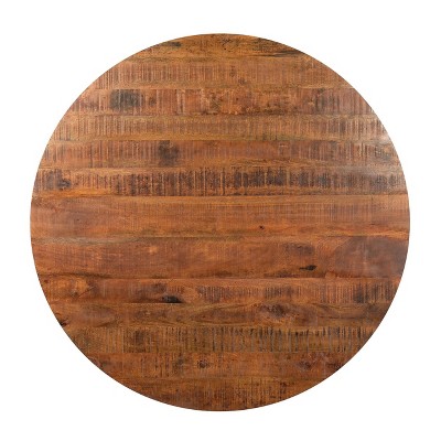 Rustic Farmhouse 48" Round Solid Mango Wood Dining Table with Iron Legs