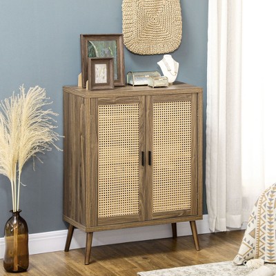 NicBex 30"/31.5"/47.25"/53.5" Rattan Sideboard,Kitchen Storage Cabinets with Rattan Doors and Shelves for Kitchen and Dining Room,Brown