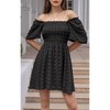 EXLURA Women's Summer Casual Square Neck Dresses Ruffle Short Sleeve Swiss Dot Flowy Mini Dress - 4 of 4