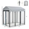 Resenkos Dog Kennel,6' x 4' x 6' Large Outdoor Dog Kennel Galvanized Steel Fence with UV-Resistant Oxford Cloth Roof & Secure Lock black - 4 of 4