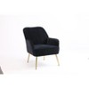 CAVINAS Mid-Century Modern Velvet Boucle Arm Chair,Plush Comfy Gold Leg Accent Chair for Living Room,Bedroom,Black - 2 of 4