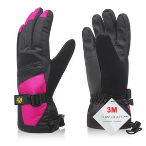 Solaris Waterproof Warm Ski Gloves with Pocket, Winter Cozy 3M Thinsulate Outdoor Snowboard Gloves for Women, Youth, Kid, Skiing, Snowboarding - 1 of 4
