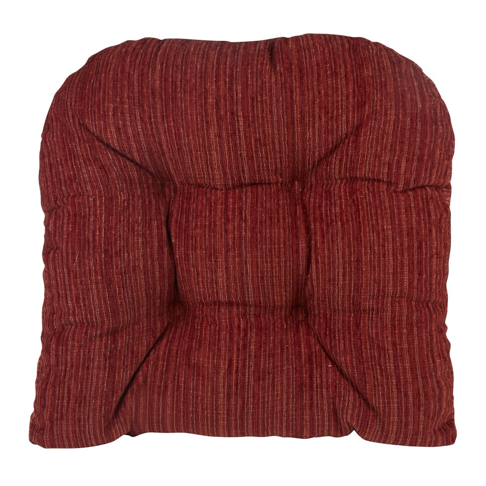 Photos - Pillow Gripper 17" x 17" Non-Slip Polar Chenille Tufted Universal Chair Cushions Set of 2 - Garnet: Indoor Kitchen Seat Pads
