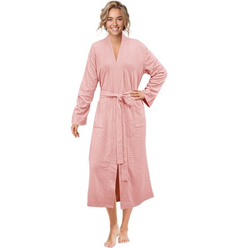 Womens Soft Cotton Knit Jersey Lounge Robe with Pockets, Long