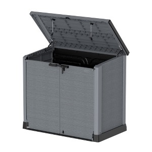 Duramax CedarGrain StoreAway 1200L Capacity Outdoor Deck and Garden Storage Box with Panel Doors & Flat Lid for Patios, Pool Areas, & Driveways, Grey - 1 of 4