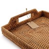 Aoibox Hand-Woven Rattan Rectangular Serving Tray with Handles for Breakfast, Drinks, Snack for Coffee Table - 3 of 4