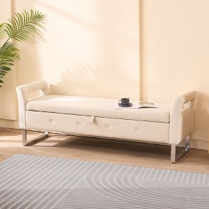 Mlmh & Kngwa 67.9"W Modern Storage Bench,Velvet Entryway End of Bed Bench with Metal Legs - 1 of 4