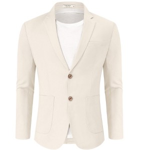 Clearlove Men's Linen Cotton Blend Two-Button Unstructured Blazer with Patch Pockets Relaxed Fit Sport Coat Business - 1 of 4