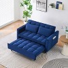 Kumasinova 55" Modern Velvet Pull Out Sofa Bed,3-in-1 Convertible Sleeper Loveseat with Pockets,Pillows,Casual Sofa for Living Room,Apartment - 2 of 4