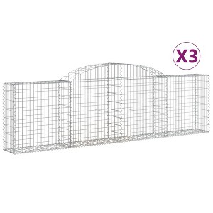 vidaXL Gabion Basket Set of 3 Silver Galvanized iron Large - 1 of 4