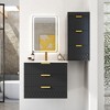 KWPZQEB Wall Mounted Floating Cabinet with Ceramic Sink & Side Cabinet Combo, Rectangular Vanity W/ Drawers & Door, Storage Cabinet for Bathroom - 2 of 4