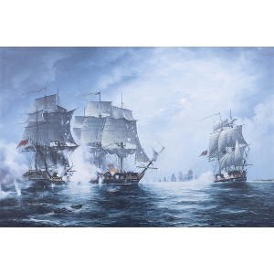 Old Modern Handicrafts “Battle of Flamborough Head” Canvas Print – Archival Ink Naval Artwork, 35x23 in. - 1 of 4