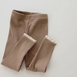MyKids-Usa Baby Girl Solid Color Lace Design Tight Pants Leggings - 1 of 4