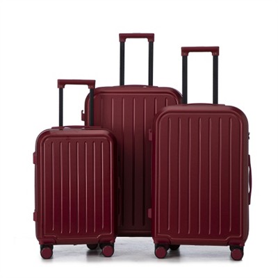 BEAFUP 20"/24"/28" 3 pcs/set in ABS Spinner Wheel Luggage, Carry on Suitcase, with Cup Holder & USB Port