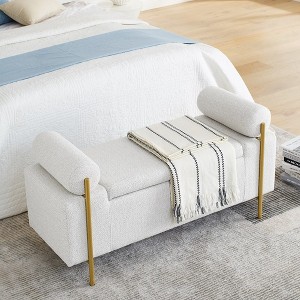Elegant Upholstered Velvet Storage Bench - 1 of 4