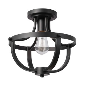 Stellan 1-Light Matte Black Flush Mount Ceiling Light - Globe Electric: ETL Listed, Metal, Dimmable - 1 of 4