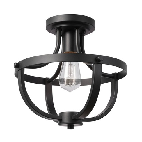 Stellan 1-Light Matte Black Flush Mount Ceiling Light - Globe Electric: ETL Listed, Metal, Dimmable - image 1 of 4