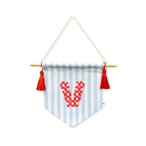 Ramus & Co. "A B C" Blue Striped Create-Your-Own Banner with Red Tassels and Chenille Letter Patch - 1 of 3