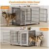 Gikpal Wooden Dog Crate Furniture, Stylish Dogs Kennel for Small to Extra Large, Double Door & A Cushion & 360°Wheel, Metal, Chew-Proof, Dog Cage - 4 of 4