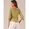Allegra K Women's Vintage 3/4 Sleeve Boat Neck Ruffled Dots Print Blouse - 4 of 4