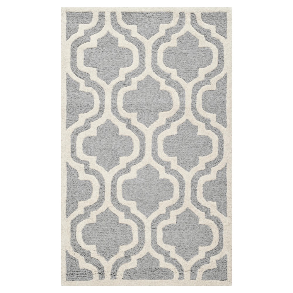 3'x5' Trellis Accent Rug Silver/Ivory - Safavieh