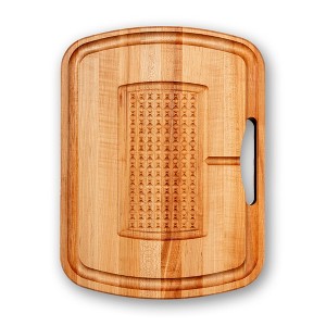 John Boos Boos Block Large Reversible Wood Carving Board with Juice Groove and Stainless Steel Tray, 2.25-Inch Thickness, 24" x 18" x 2 1/4", Maple - 1 of 4