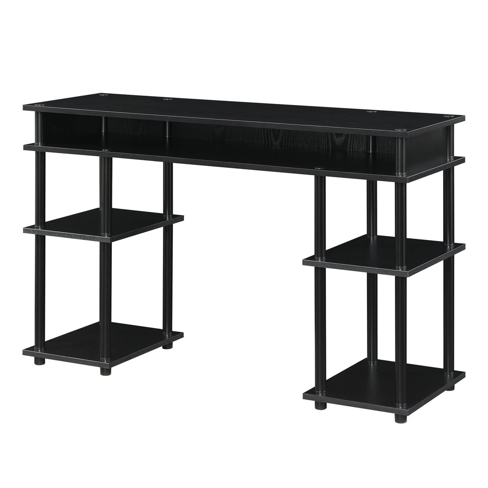 Breighton Home Designs2Go No Tools Student Desk with Shelves in Black/Black