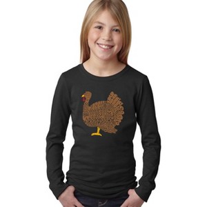LA Pop Art Thanksgiving - Girl's Word Art Long Sleeve T-Shirt - 1 of 4