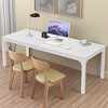 Lirago Rectangle Office Dining Table 78.7" Large Desktop Sturdy MDF Board Heavy Duty Iron Pipe Legs Industrial Style White - 3 of 4